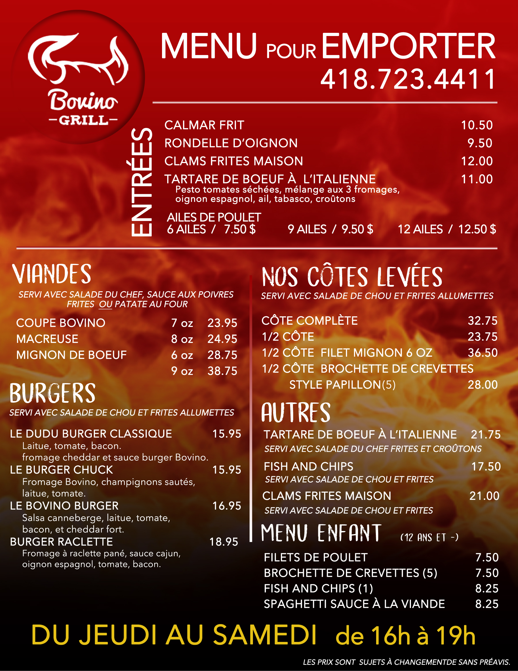 Nos promotions Bovino Grill